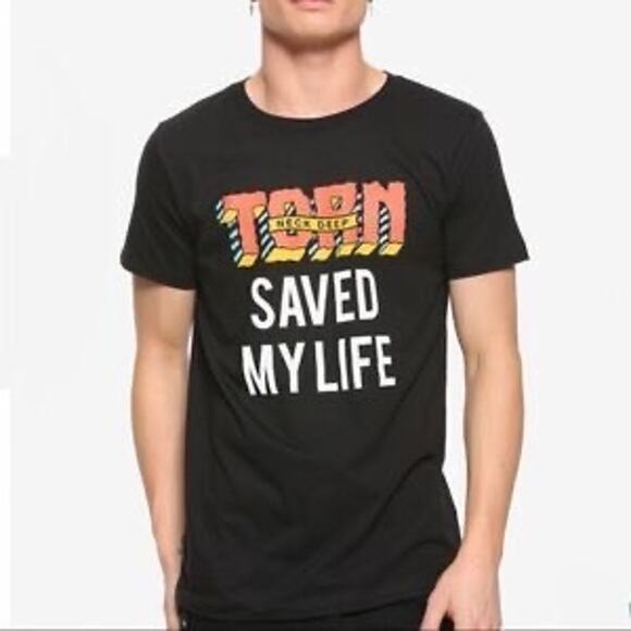 Neck Deep X Song's That Saved My Life NWT Men's XS Black Cotton S/S T-Shirt - Picture 1 of 9